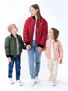 SOLOCOTE Boys Zipper Front Bomber Jacket - Burgundy - View 7
