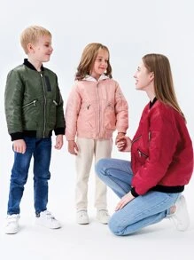 SOLOCOTE Boys Zipper Front Bomber Jacket - Burgundy - View 8