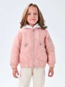 SOLOCOTE 男孩前拉鍊飛行員夾克 - 淺粉色 - 查看 1