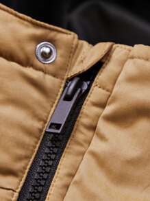 SOLOCOTE Tween Boy 拉链口袋连帽泡泡袖外套