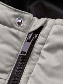 SOLOCOTE Tween Boy 拉链口袋连帽泡泡袖外套