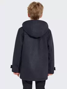 SOLOCOTE Boys Flap Pocket Hooded Overcoat - Dark Grey - View 2