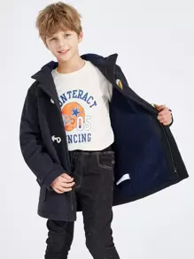 SOLOCOTE Boys Flap Pocket Hooded Overcoat - Dark Grey - View 5