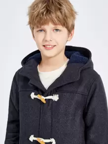 SOLOCOTE Boys Flap Pocket Hooded Overcoat - Dark Grey - View 8