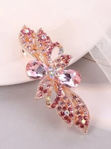 水鑽花朵裝飾髮夾 - 彩色 - 查看 2