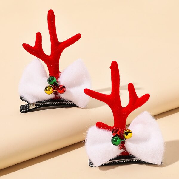 

2pcs Christmas Bow Decor Hair Clip, Multicolor