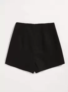 Sweetra Double Breasted Wool-Like Shorts - Black - View 2