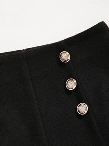 Sweetra Double Breasted Wool-Like Shorts - Black - View 3