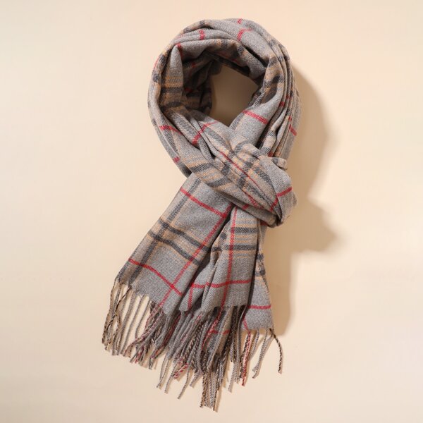 

Men Plaid Print Scarf, Multicolor