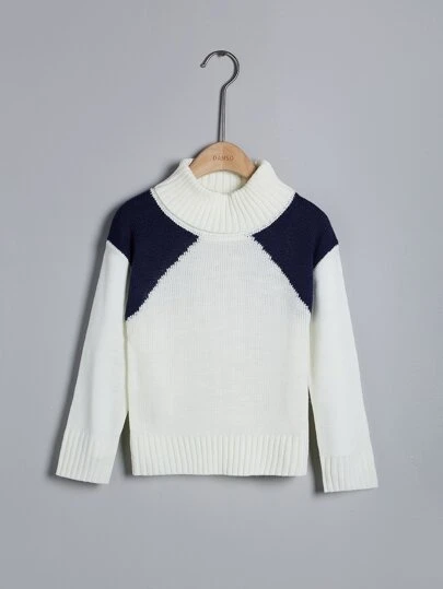 Toddler Boys Colourblock Funnel Neck Jumper