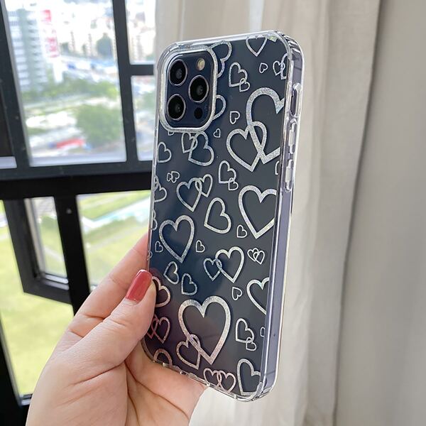 

Heart Pattern Phone Case, Silver