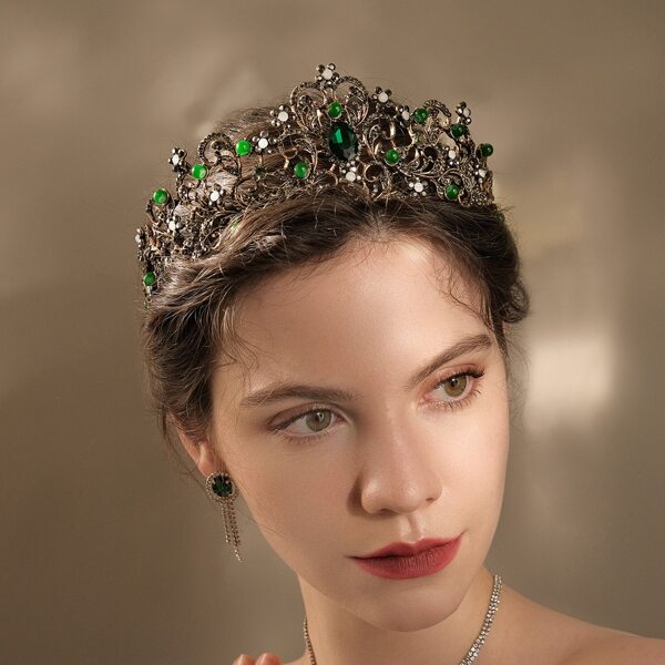 

Rhinestone Crown Hair Accessory, Green