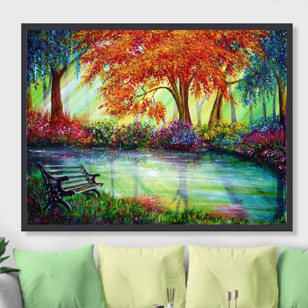 

Scenery Print DIY Diamond Unframed Painting, Multicolor
