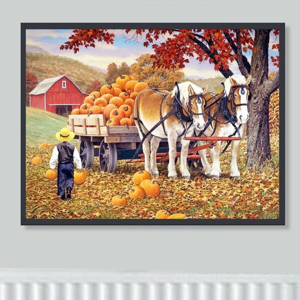 

Horse Print DIY Diamond Unframed Painting, Multicolor