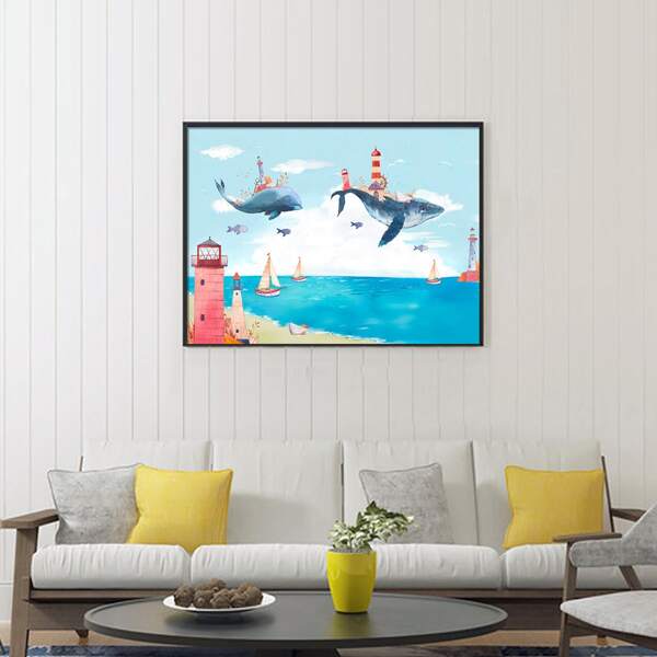 

Whale Print DIY Diamond Unframed Painting, Multicolor