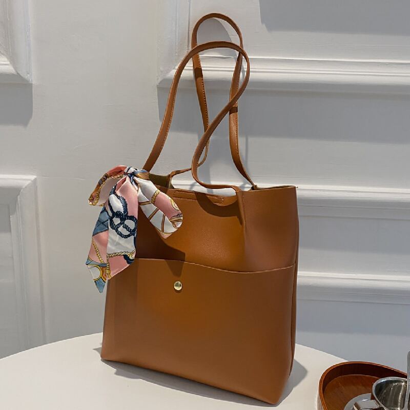 

Scarf Decor Tote Bag, Brown