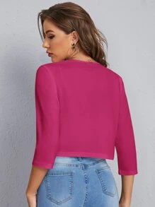SHEIN Privé Solid Open Front Blazer - Hot Pink - View 2