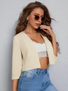 Firerie Solid Open Front Blazer In Fall/Winter - Apricot - View 4