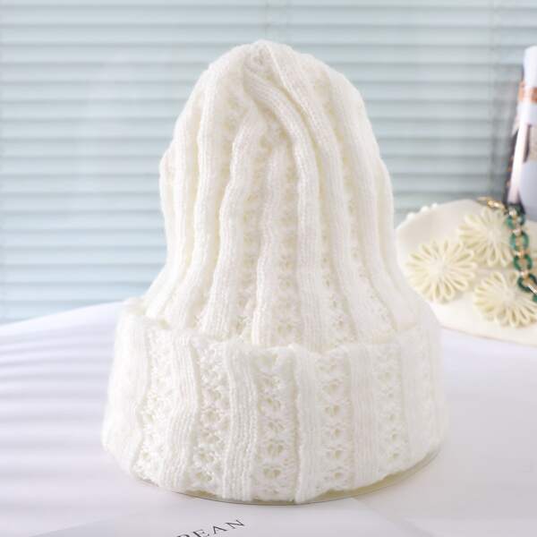 

Solid Knit Hat, White