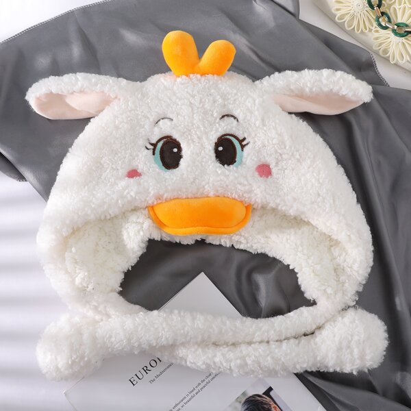 

Cartoon Animal Decor Hat, White