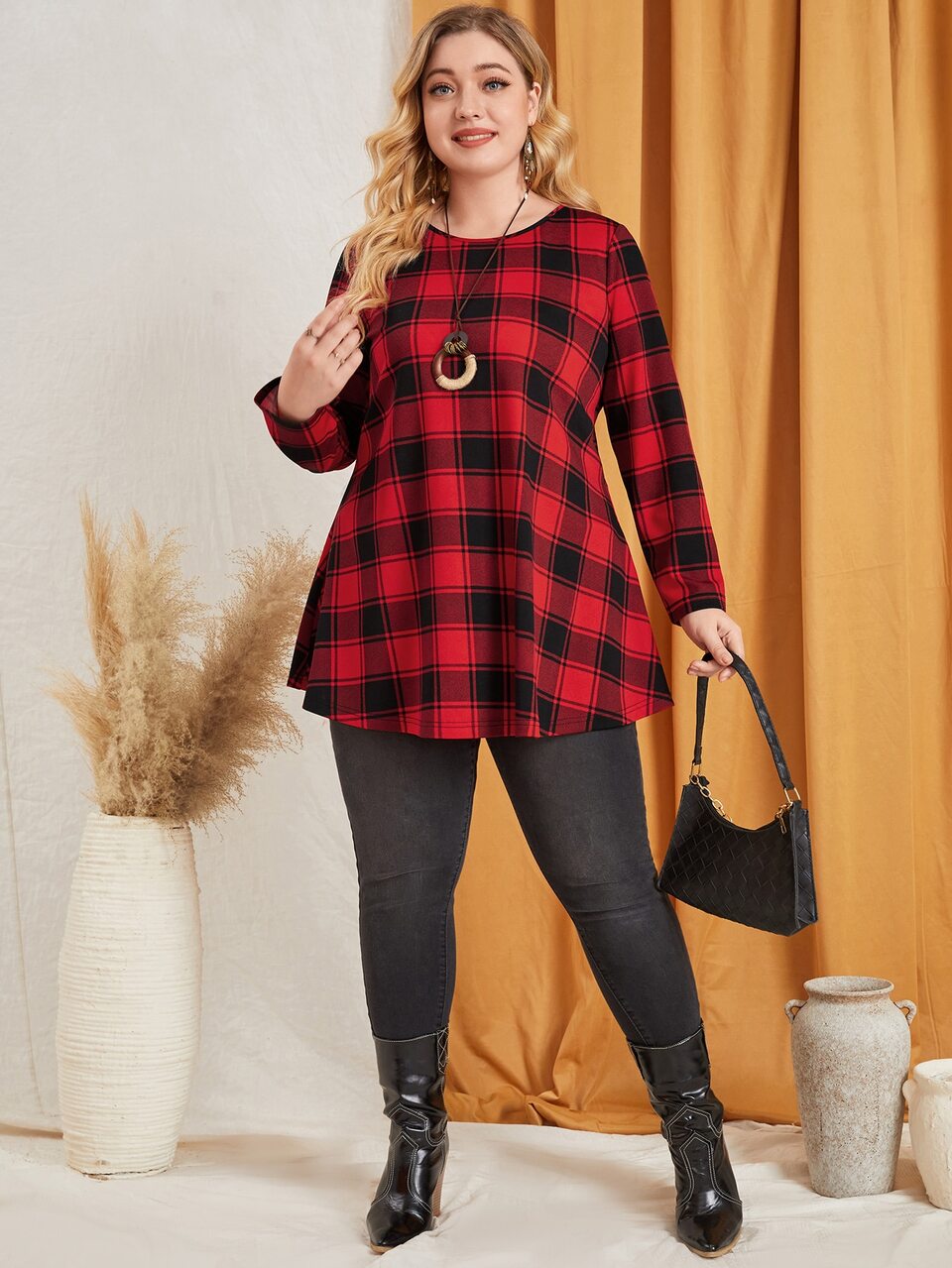 Plus Buffalo Plaid Print Tee