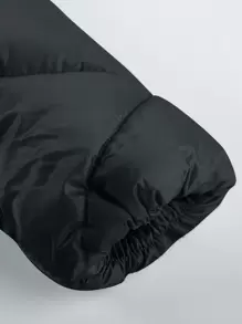 SOLOCOTE Śliczny, wiatroszczelny, wodoodporny, z kapturem i polarem, gruby, gruby, wyściełany płaszcz dla dziewcząt na zimę i święta Bożego Narodzenia - Czarne - Zobacz 4