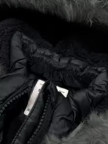 SOLOCOTE Śliczny, wiatroszczelny, wodoodporny, z kapturem i polarem, gruby, gruby, wyściełany płaszcz dla dziewcząt na zimę i święta Bożego Narodzenia - Czarne - Zobacz 7