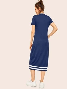 Mulvari Vestido bajo de rayas - Azul Marino - Ver 2