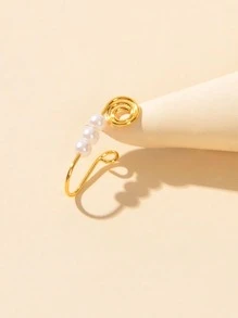 Faux Pearl Decor Nose Ring - Yellow Gold - View 2