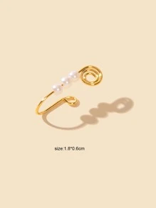 Faux Pearl Decor Nose Ring - Yellow Gold - View 3