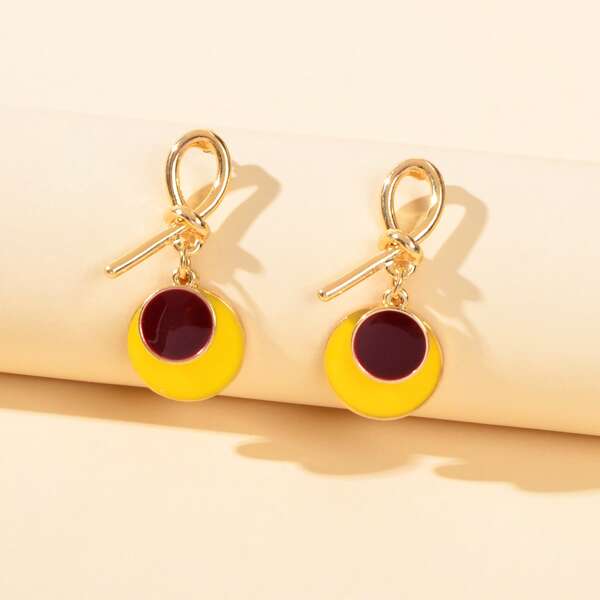 

Two Tone Round Drop Earrings, Multicolor