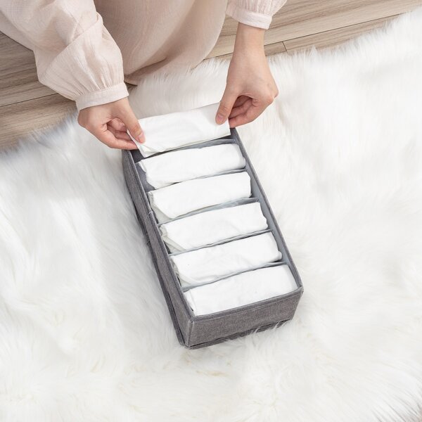 

1pc Multi-grid Clothes Storage Box, Grey