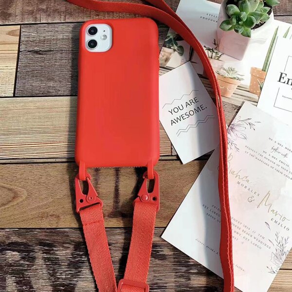 

Silicone Phone Case With Lanyard, Red