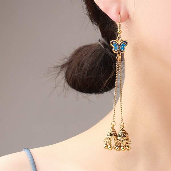 

Butterfly Detail Jhumka Earrings, Multicolor