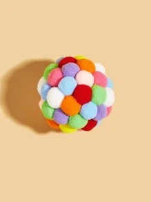 1入組手工彩色彈性鈴鐺貓玩具球,適用於貓,完美適用於減壓和自娛樂 - 彩色 - 查看 4