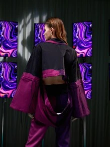 Reanne Wang Colourblock Button Through Cutout Shirt - Multicolor - View 2