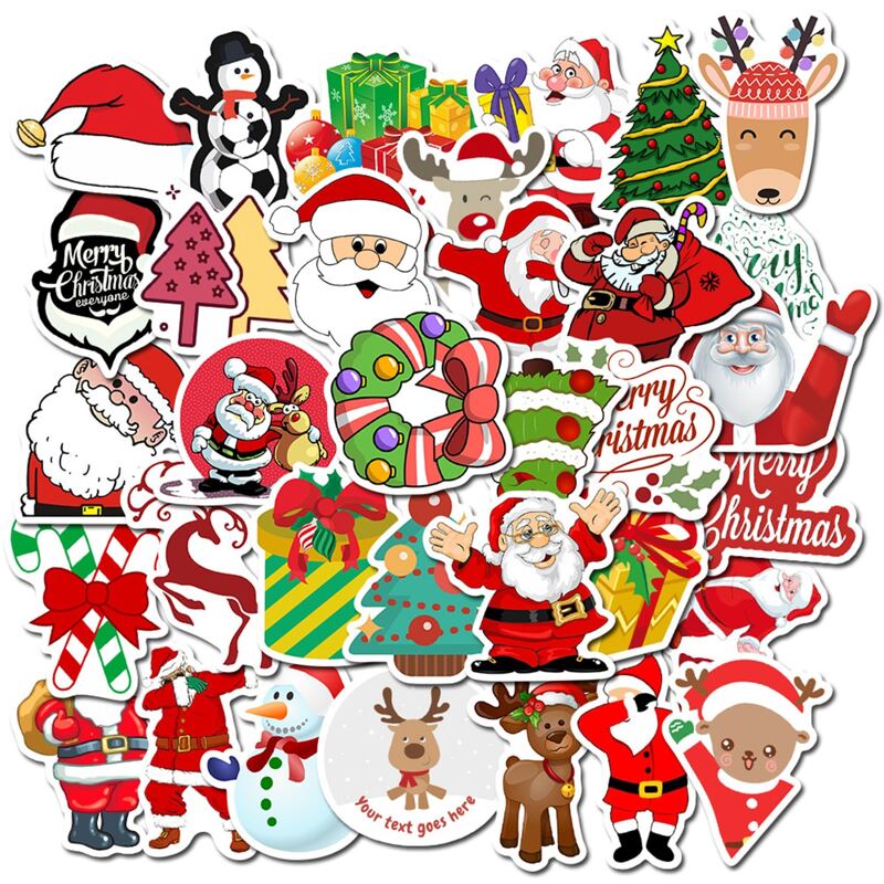 

50pcs Christmas Pattern Sticker, Multicolor