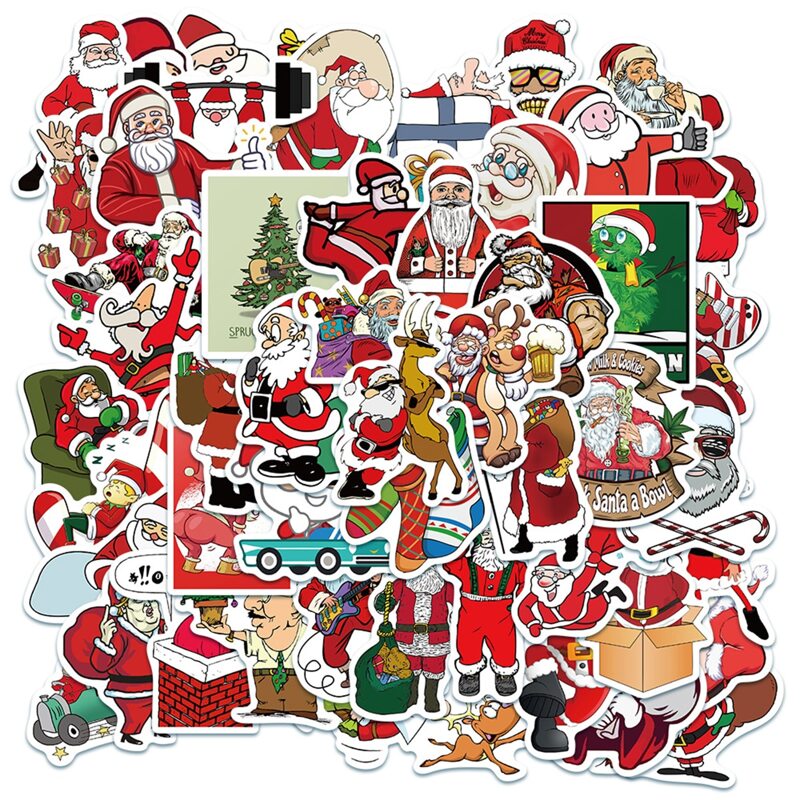 

50pcs Christmas Santa Claus Pattern Sticker, Multicolor