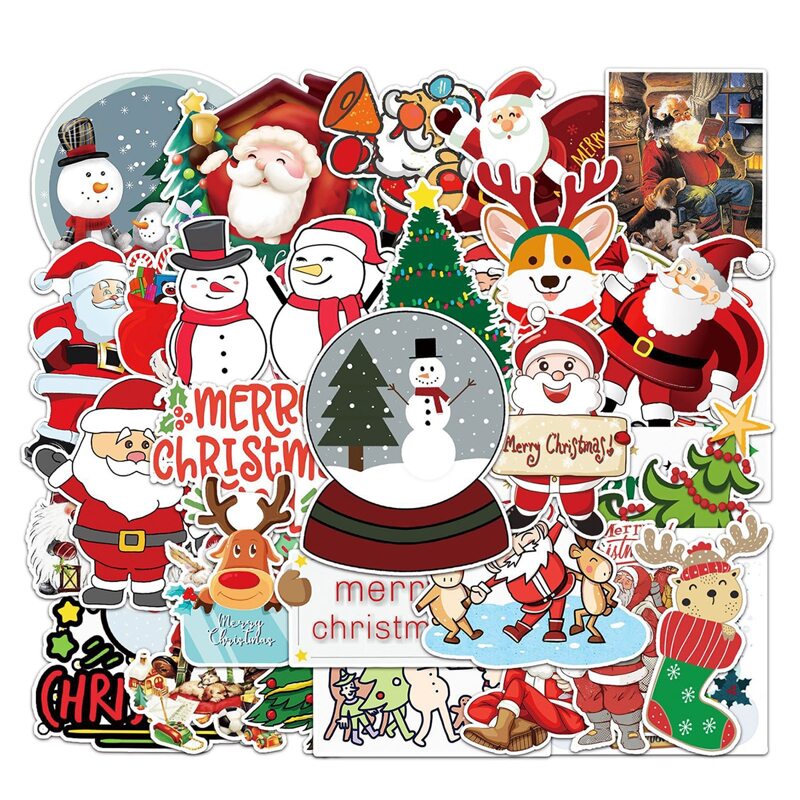

50pcs Christmas Cartoon Pattern Sticker, Multicolor