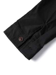 Manfinity Homme Men 1pc Plaid Spliced Pocket Patched Button Up Shirt, Fall, Long Sleeve Top - Multicolor - View 5