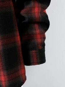 Manfinity Homme Men 1pc Plaid Spliced Pocket Patched Button Up Shirt, Fall, Long Sleeve Top - Multicolor - View 7