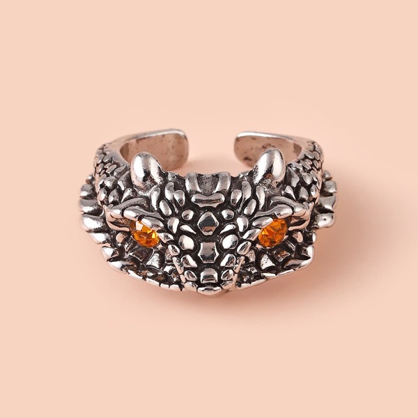 

Rhinestone Decor Cuff Ring, Silver