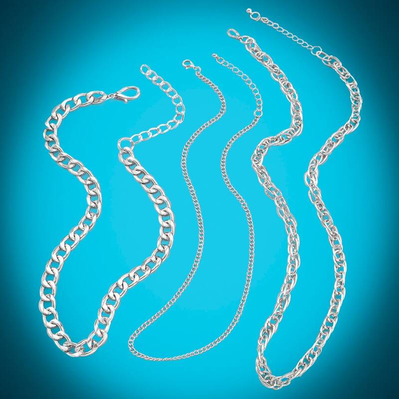 

3pcs Minimalist Chain Necklace, Silver