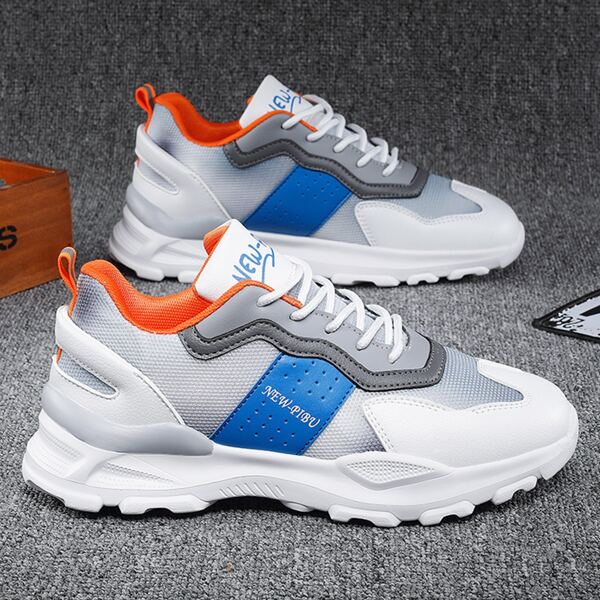 

Men Colorblock Letter Graphic Sneakers, White