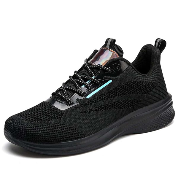 

Men Knit Detail Lace-up Front Running Shoes, Black