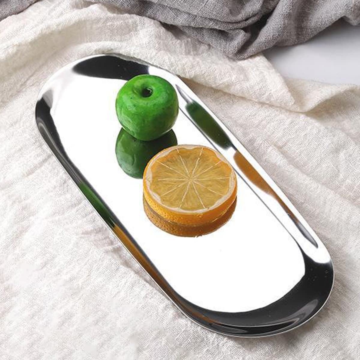 

1pc Solid Color Jewelry Tray, Silver