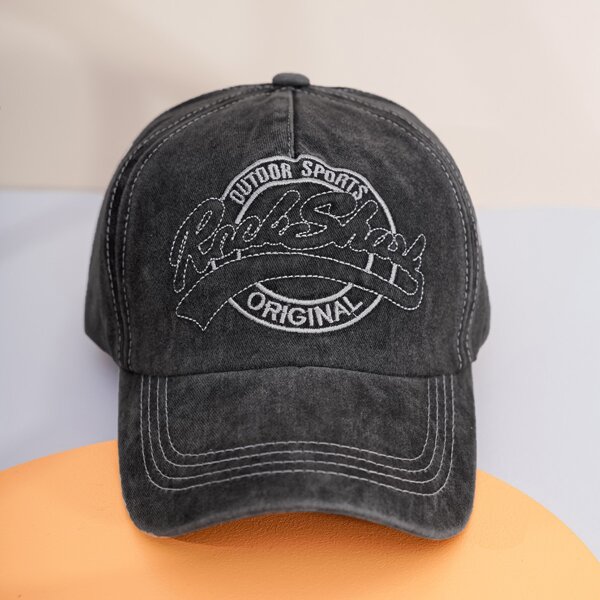 

Letter Embroidered Baseball Cap, Black