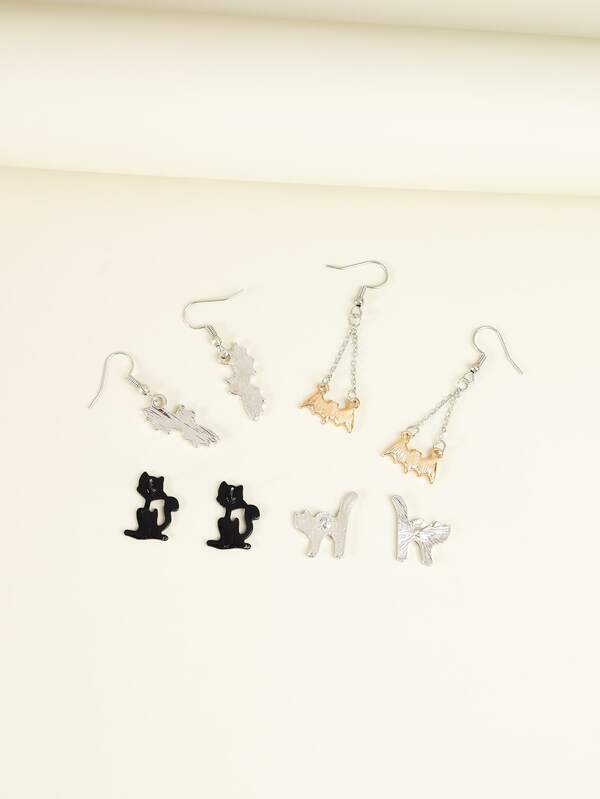 4 Paires Boucles D Oreilles Chauve Souris Chat Mode En Ligne Shein France