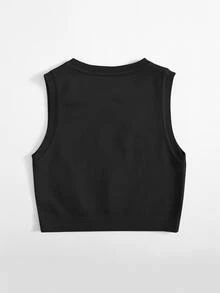 SHEIN Chaleco de punto con patrón de fresa - Negro - Ver 2