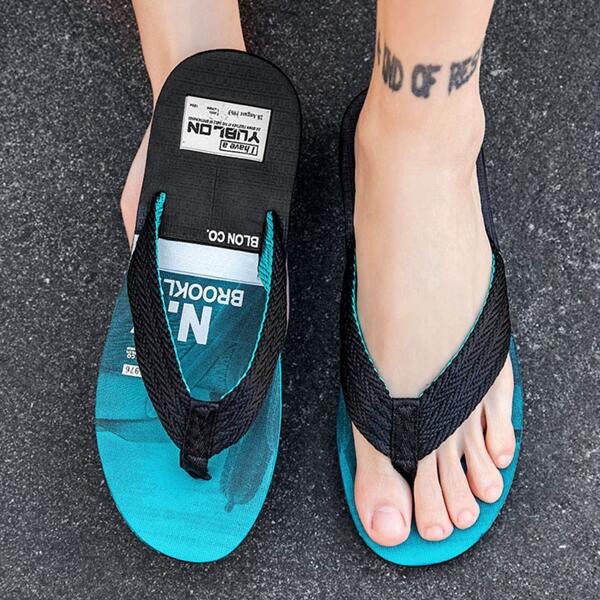 

Men Letter Graphic Flip Flops, Black
